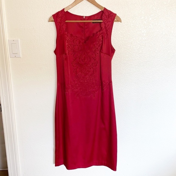 CDC Dresses & Skirts - CDC Red Floral Midi Tank Sweetheart Neck Dress